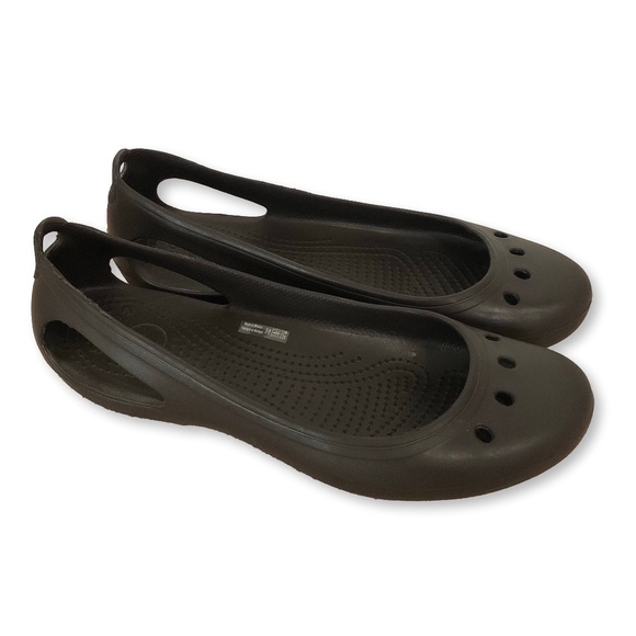 Crocs Kadee Slingback Ballet Flats Women's Size 10 Black Rubber - Picture 1 of 11